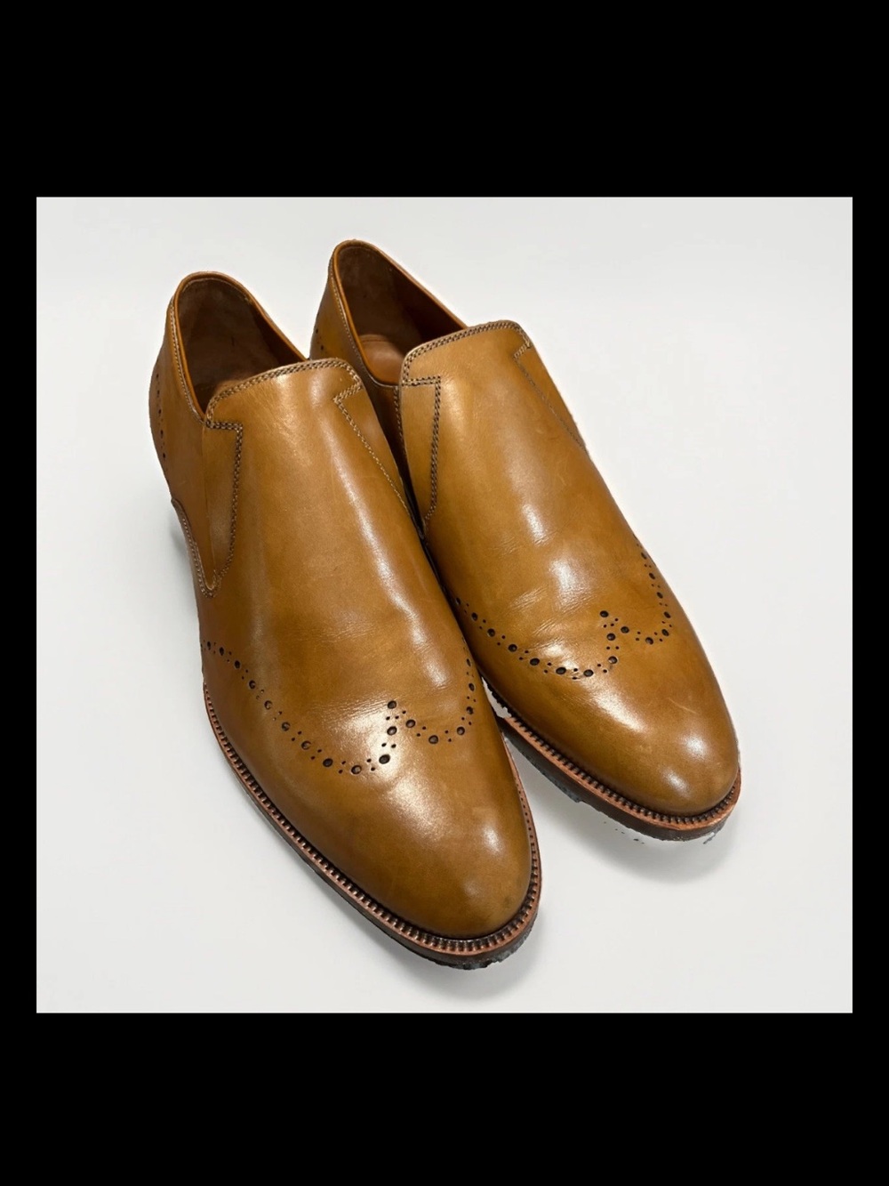 Allen Edmonds Lucca Loafers Walnut Tan Leather Wingtip Brogue Mens Size 10D